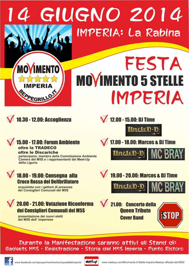 Manifesto Festa 5 Stelle Imperia A4