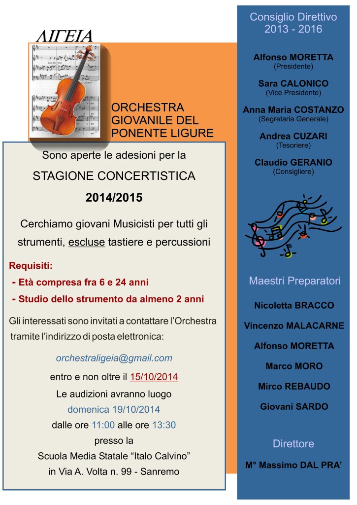 locandina audizioni 2014 ottobre