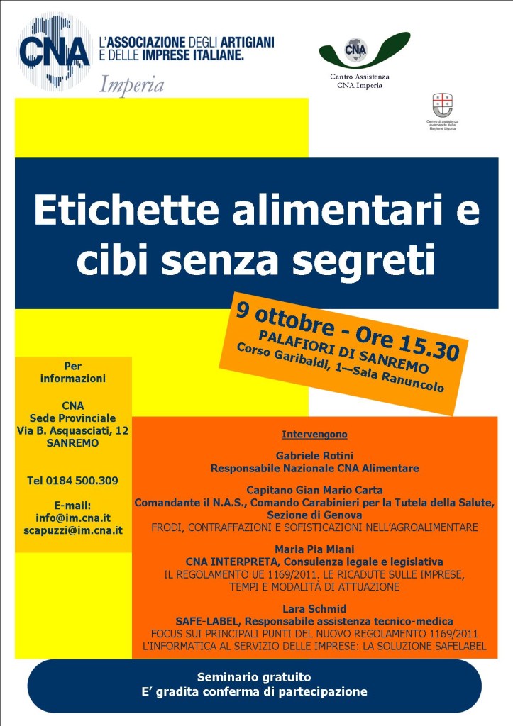 LOCANDINA ETICHETTATURA 9 OTTOBRE AGGIORNATO