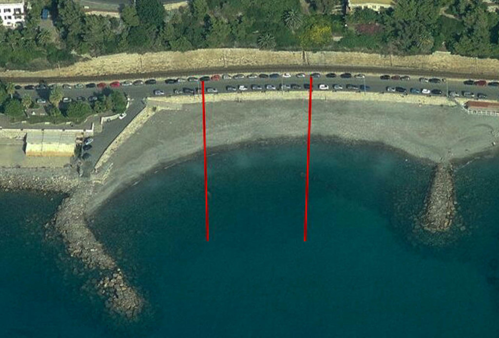 L'area di spiaggia libera a Oneglia