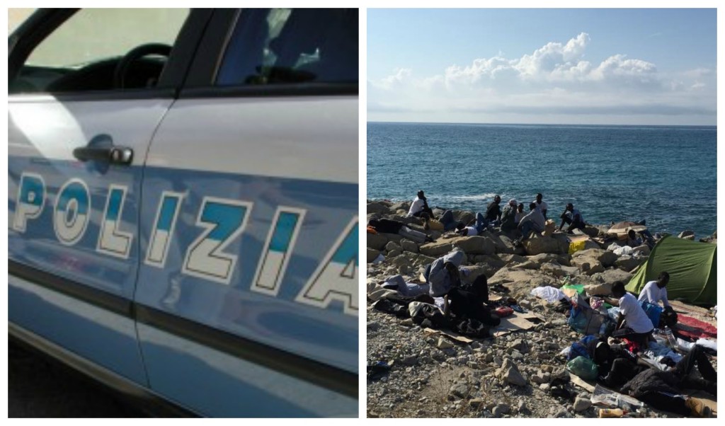 collage migranti polizia