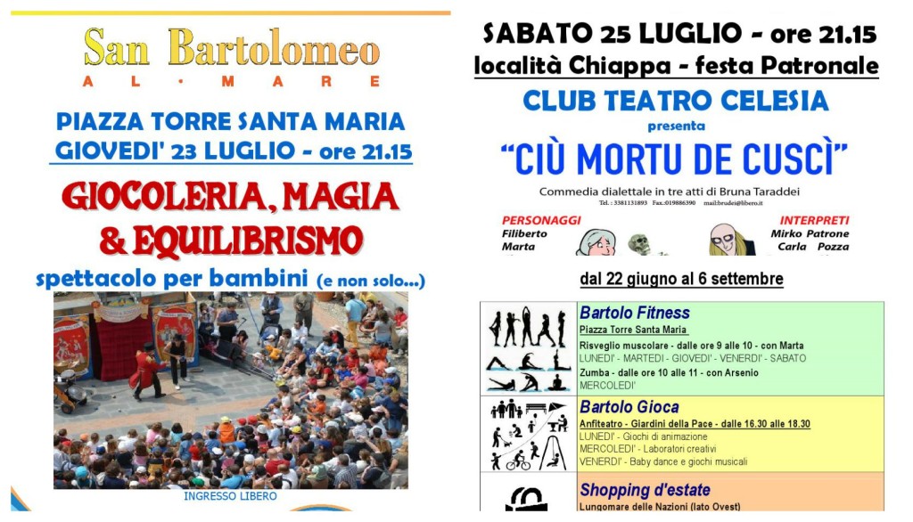 collage san bartolomeo al mare eventi weekend