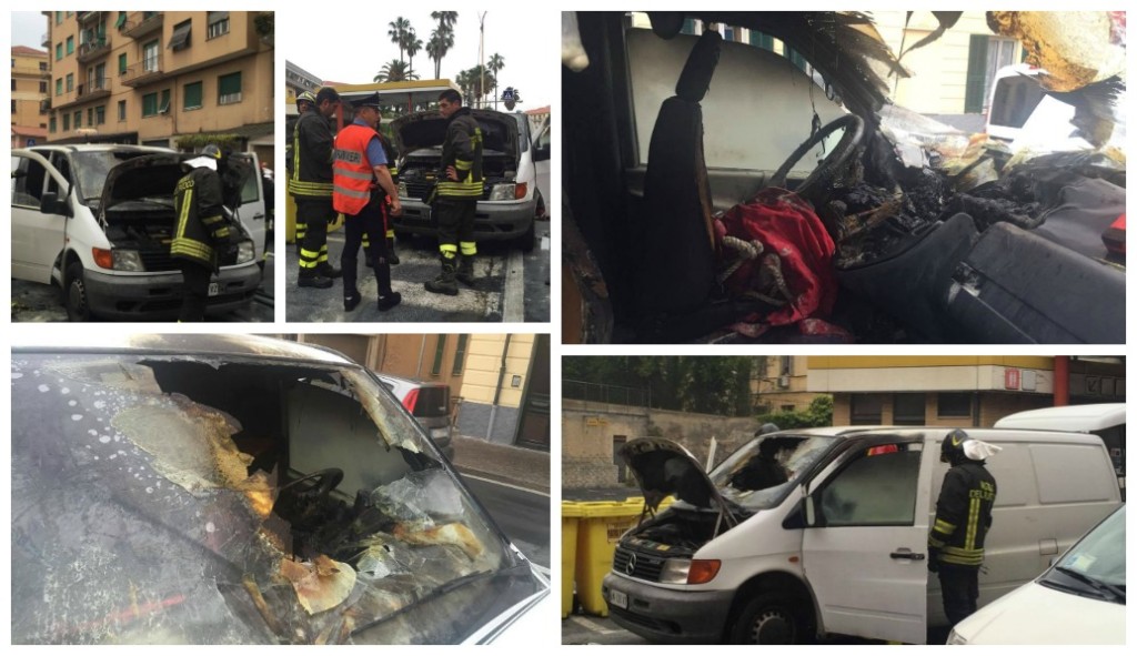 collage mezzo in fiamme