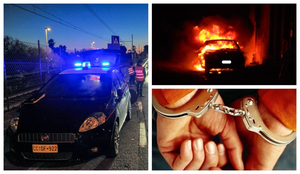 carabinieri incendio parcheggio auto arresto taggia