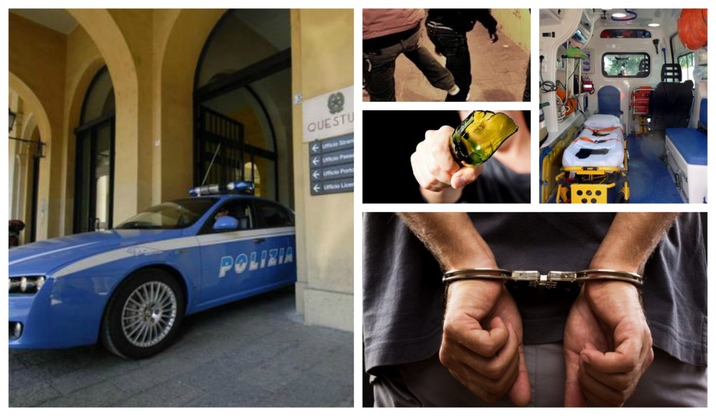 questura rissa bar bottiglie arresto