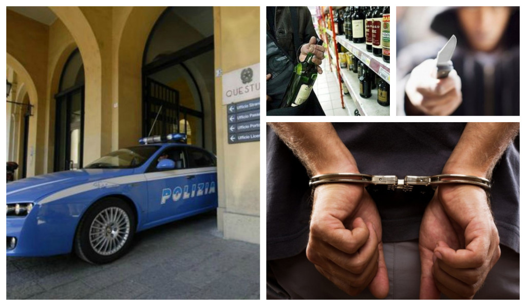 polizia furto bottiglie minaccia arresto