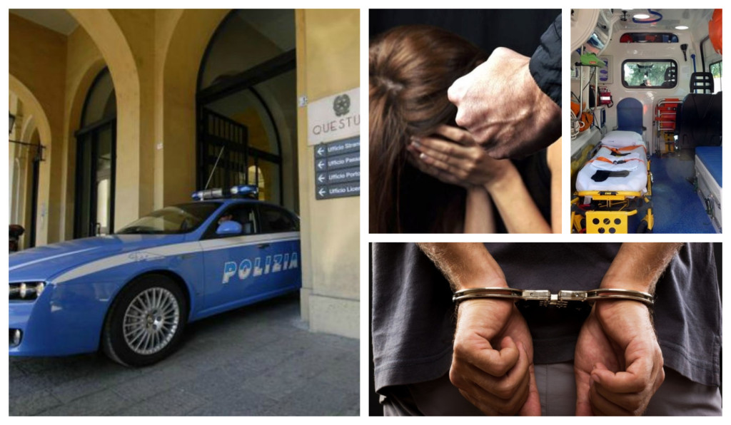 questura arresto moglie figli minorenni aggressione