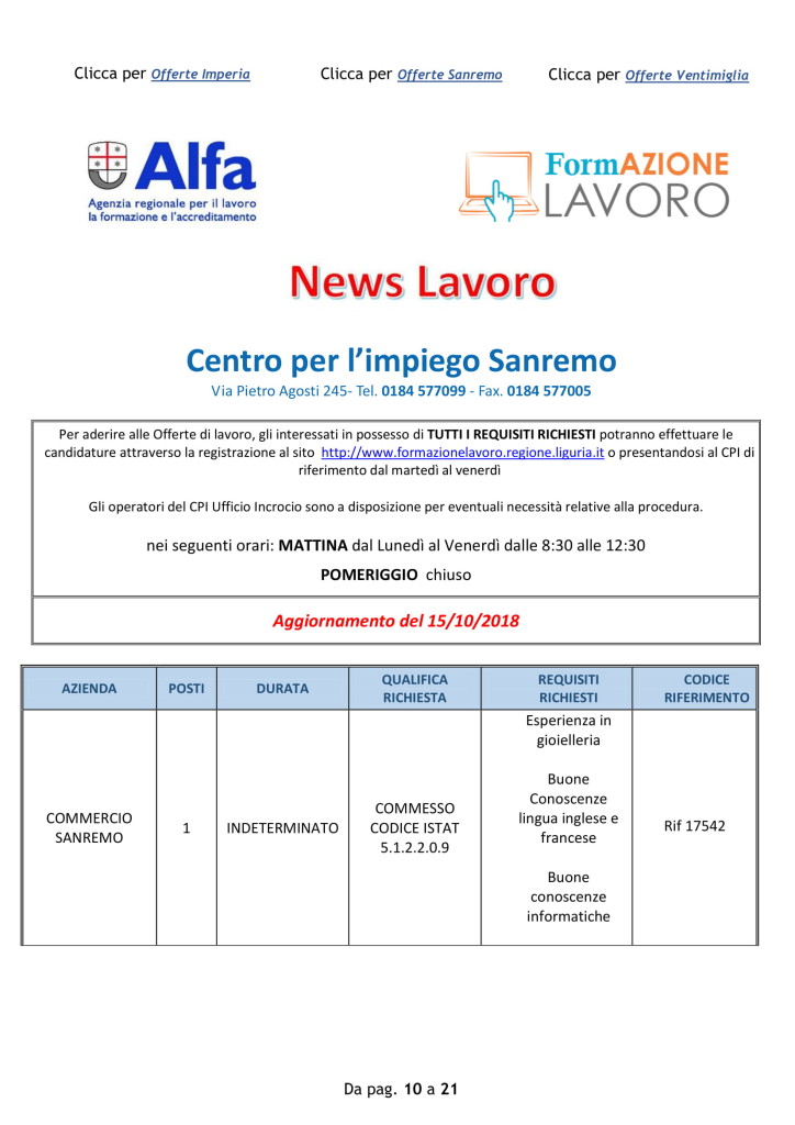 offerte lavoro 15 oct 18 - sanremo (1)