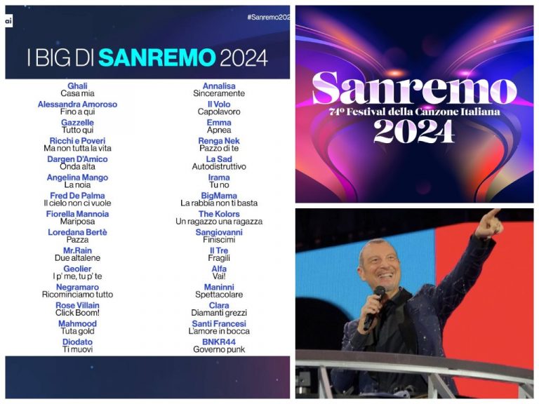Sanremo 2024: ecco tutti i cantanti e i titoli delle canzoni in gara